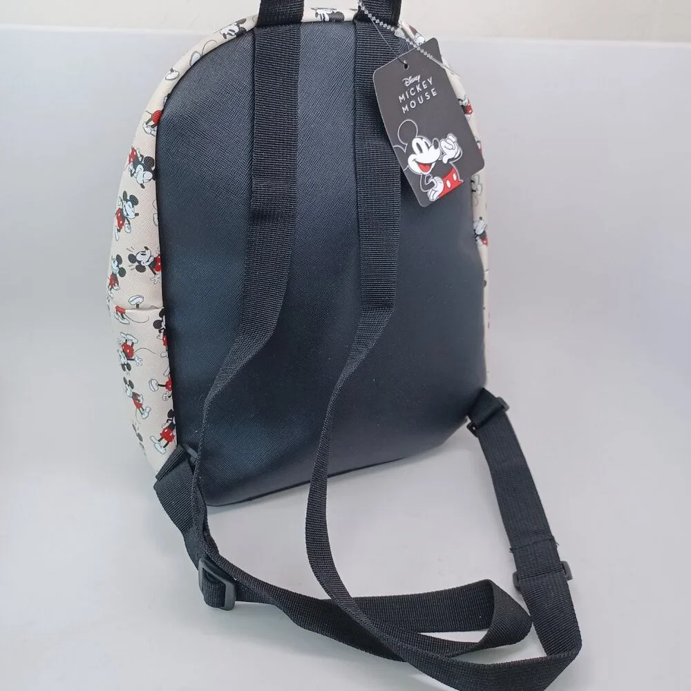 Disney Mickey Mouse Backpack BioWorld Cream Black‎ Red Mini Bag NEW
